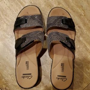 Clarks soft cushion snakeskin sandal - WIDE